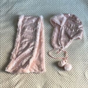 Candie's Blush Faux Fur Hat and Scarf set. Brand New Never Worn SWT. One Size